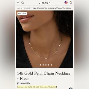 14k Gold Petal Chain Necklace - Linjer